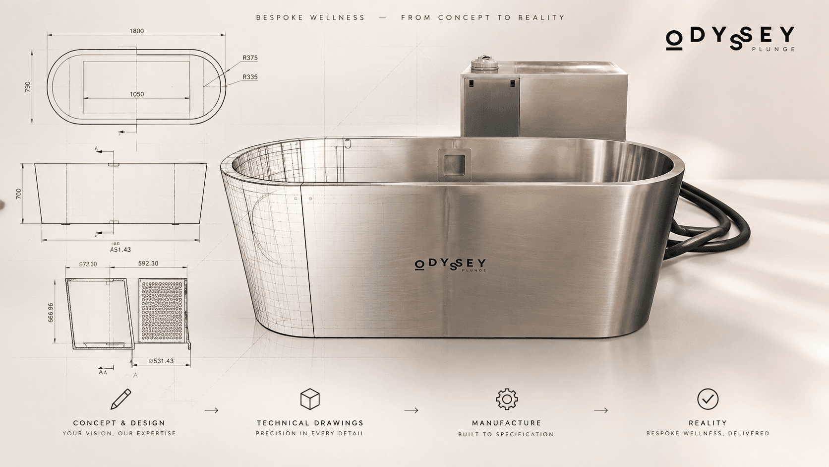 Custom design mock-up for a bespoke Odyssey commercial cold plunge