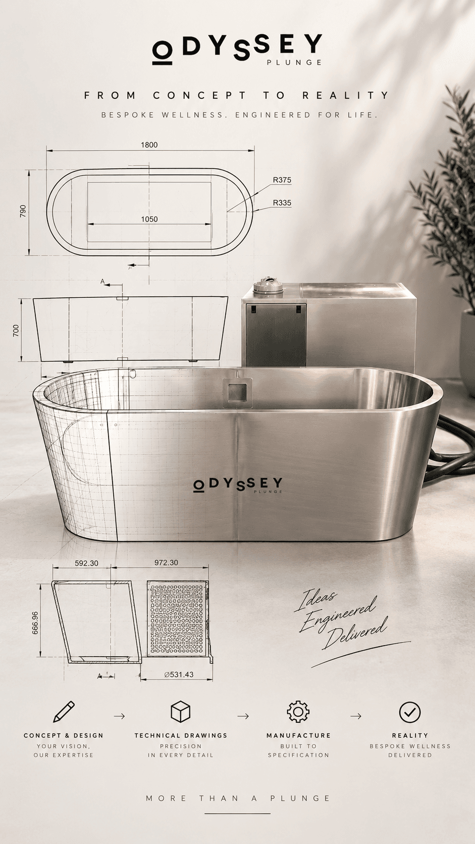 Custom design mock-up for a bespoke Odyssey commercial cold plunge