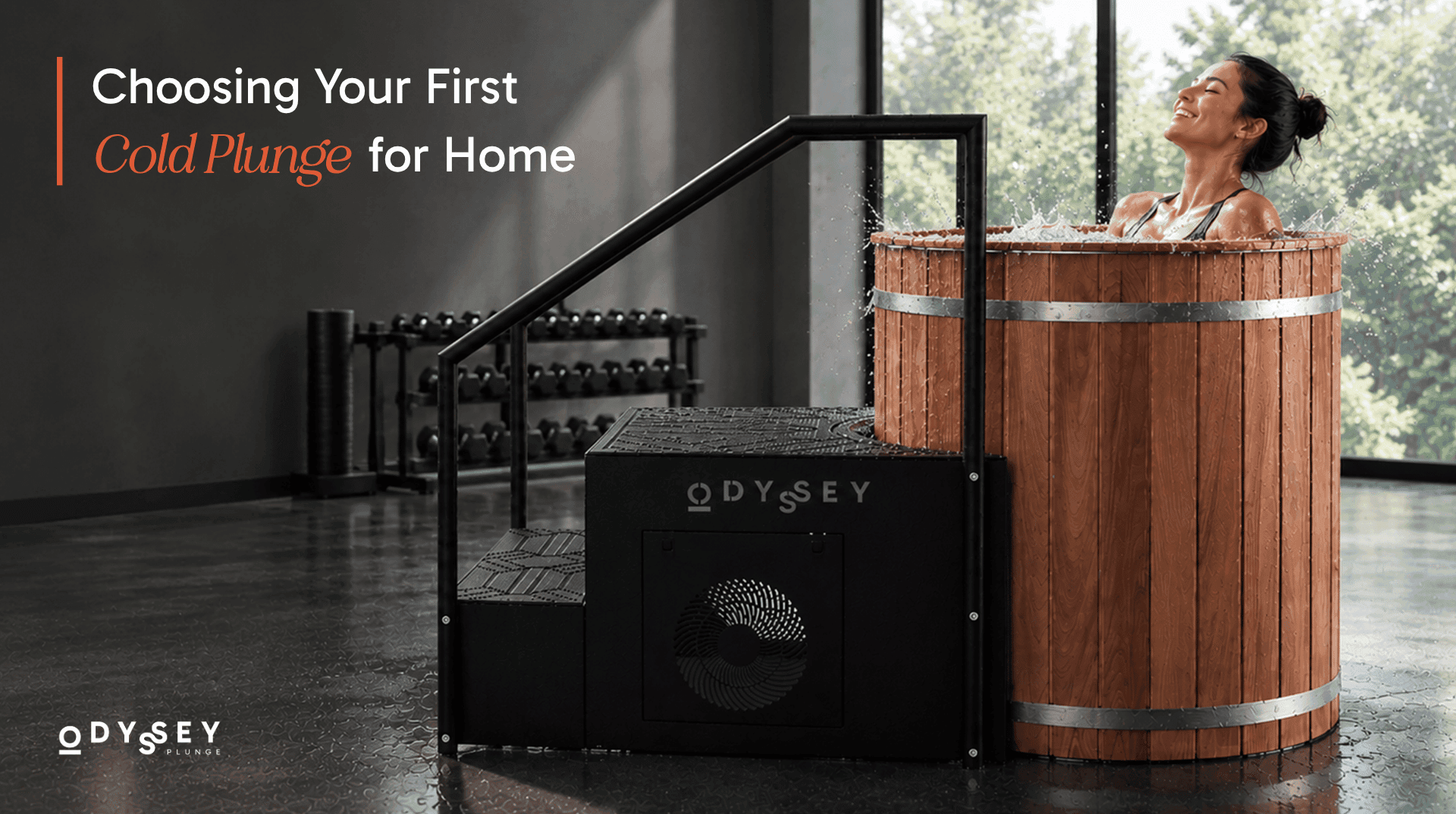 An Odyssey cold plunge installed in a private garden
